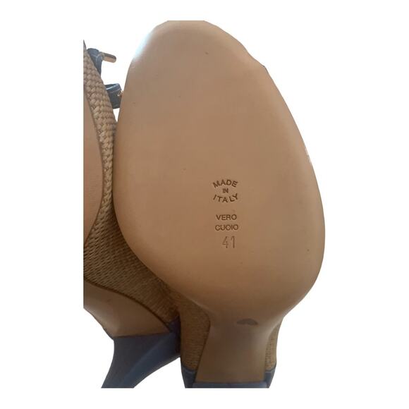 Moschino cheap and chic womens 41 9.5 blue bow straw cute woven leather Italy - Picture 8 of 11